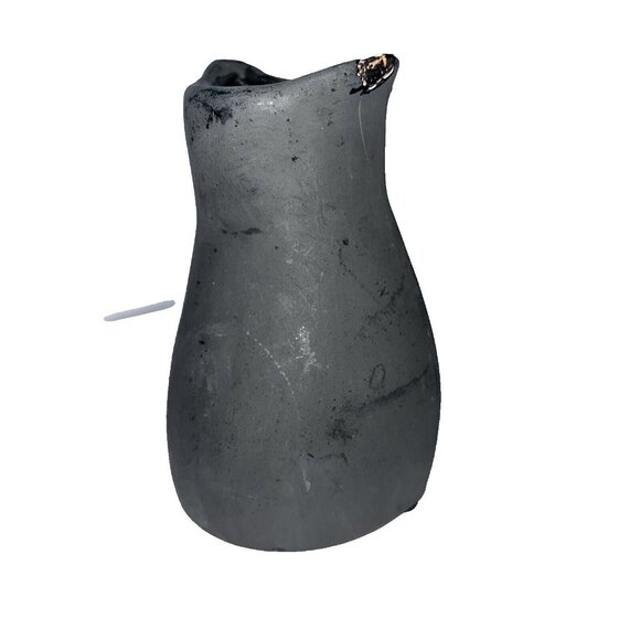 Vintage Handcrafted Black Clay Owl, Orange with Red Heart, Raku Pottery *Chips* - Picture 5 of 12